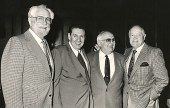 This photo was taken by Ross when he was hob-knobbing with the stars.  This photo was taken at Lakeside Country Club....  From L/R  Foster Brooks, Pat Butrum, Johnny Grant and Bob Hope after a Chamber Dinner they entertained the crowd with comedy & one liners...Now those were the days!