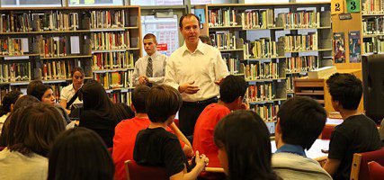 Senator Adam Schiff visited John Burroughs High School on Thursday. (Photo by Ross A. Benson)