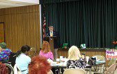 Burbank Mayor Jess Talamantes updates members of Burbank's Coordinating Council during their monthly meeting Monday at Little White Chapel. (Photo by Ross A. Benson)