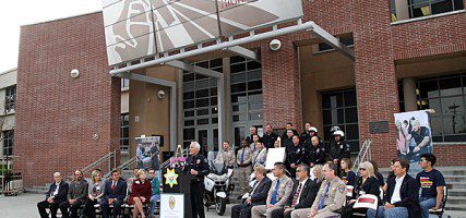 Interim Police Chief Scott LaChasse addresses the media, and audience during Press Event. (Photo by Ross A. Benson)