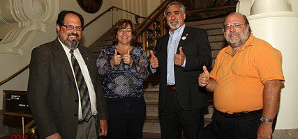 It's Thumbs Up for these winners of Burbank's Primary Election, L/R David Gordon, Char Tabot, Jess Talamantes and Larry Applebaum. (Photo by Ross A.Benson)