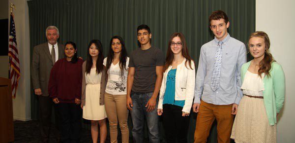 Burbank Board of Realtors Scholorship Chairman Doyle Barnes, presented scholorships to: Amanda Lobos, Yujung Kim, Diana Muradyan, Arthur Jermakyan, Jane Chew, Liam Vogel, Courtney Burness. (Photo by Ross A. Benson)