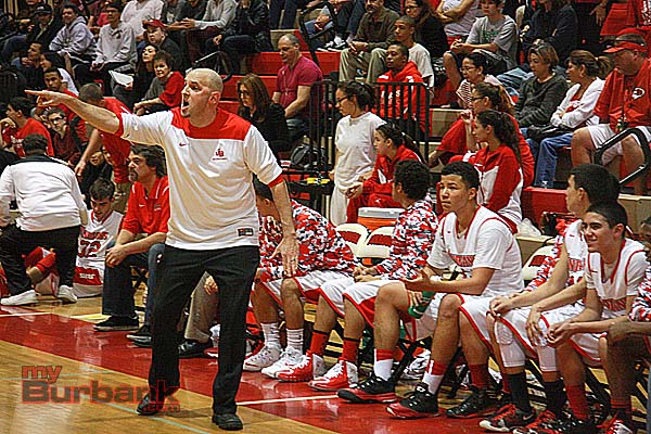 Coach Adam Hochberg shouts out instructions (Photo by Dick Dornan)