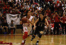 Delaney Nicol looks up floor for the Lady Indians (Photo by Ross A. Benson)