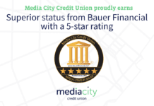 Media City CU Earns Superior Status from Bauer Financial with 5-Star Rating