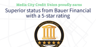 Media City CU Earns Superior Status from Bauer Financial with 5-Star Rating