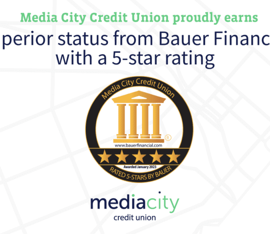 Media City CU Earns Superior Status from Bauer Financial with 5-Star Rating