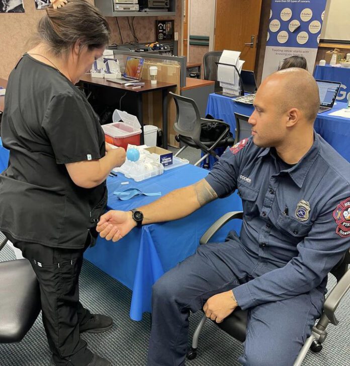 Firefighter getting blood test 1