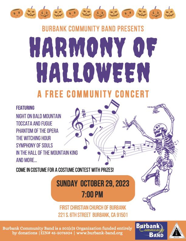 Burbank Community Band Harmony of Halloween Concert myBurbank