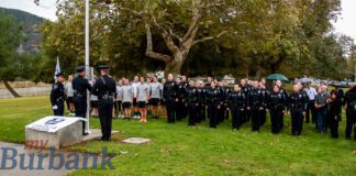 Flagpole, Plaque Dedicated in Honor of Fallen Burbank Police Officer Matthew Pavelka
