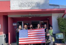 Burbank Noon Rotary Honors Student for Heartwarming Veterans Tribute with Post-it Note Flag