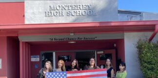 Burbank Noon Rotary Honors Student for Heartwarming Veterans Tribute with Post-it Note Flag