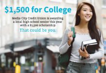 Media City CU is Awarding A $1500 College Scholarship this Year