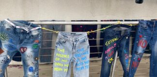 Family Service Agency Hangs Jeans on Denim Day to Show Support for Victims of Sexual Violence
