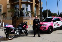 Burbank Police Department Unveils Pink Motorcycle and Cruiser