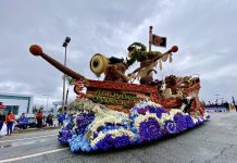 “All Paws On Deck” Burbank’s Rose Float Will be Coming Home An Award Winner
