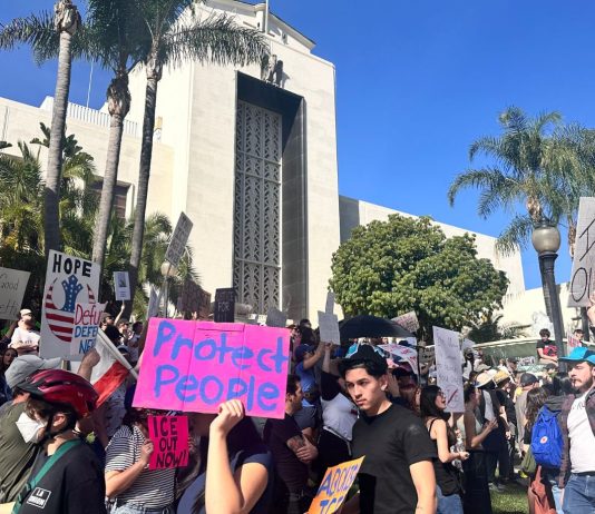 Over 800 Rally at Burbank City Hall for National Day of Action A large, diverse crowd of protestors gathered at Burbank City Hall