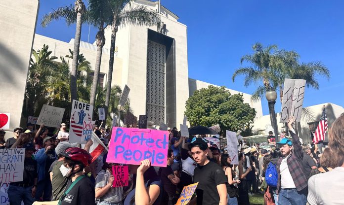 ICE Out for Good National Day 3 A large, diverse crowd of protestors gathered at Burbank City Hall