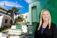 Behind City Hall’s Operations: Courtney Padgett’s Leadership Philosophy Courtney Padgett is the Assistant City Manager of the City of Burbank. A photo of her is inset within a photo of Burbank City Hall and its fountain.