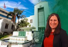 From Clarinet to City Hall: Jennifer Becker’s 25-Year Journey Serving Burbank Jennifer Becker is the Financial Services Director of the City of Burbank. A photo of her is inset within a photo of Burbank City Hall and its fountain.