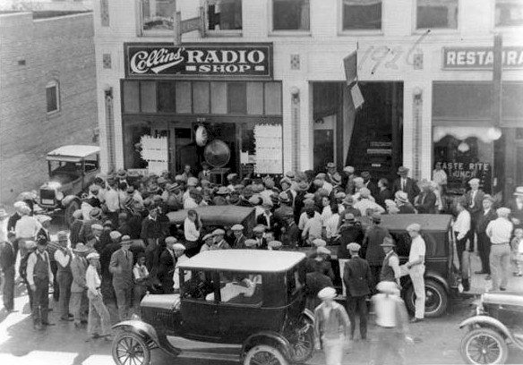 A crowd of people gathers outside Collins' Radio Shop at 223 S. San Fernando Blvd. to listen to the World Series in 1926. Address: 223 S. San Fernando Blvd., Burbank. Photo and caption info courtesy of Burbank Public Library, Burbank in Focus Office